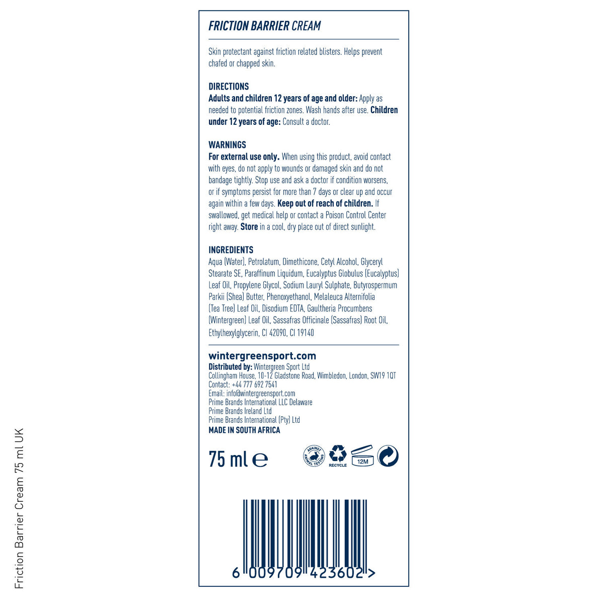 Friction Barrier Cream