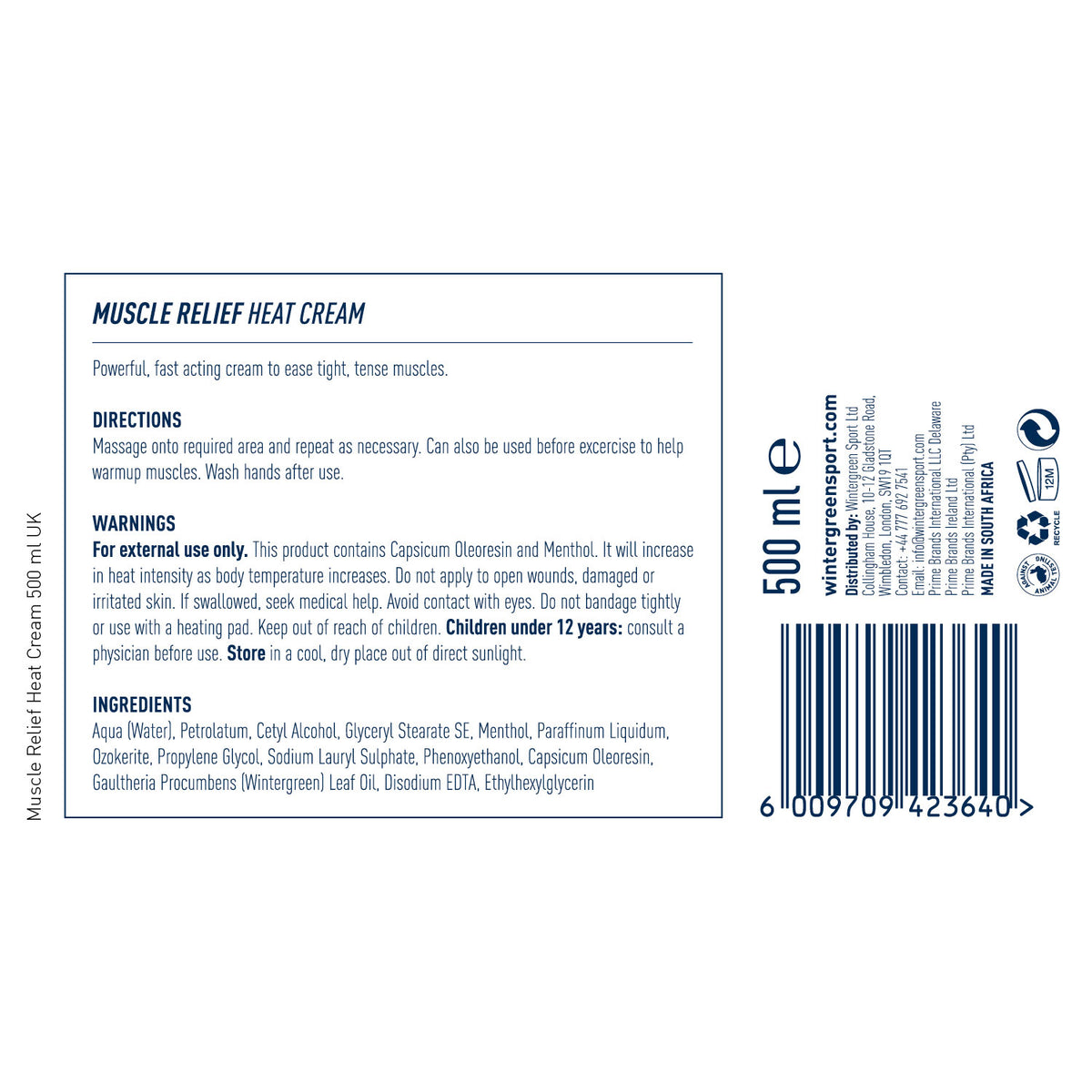 Muscle Relief Heat Cream 500g